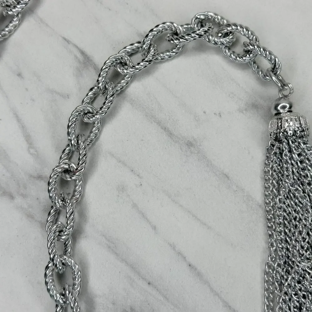 Tassel Charm Silver Tone Chain Link Belt Extra Small/Small (XS/S) ✨